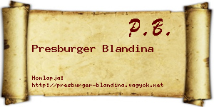 Presburger Blandina névjegykártya